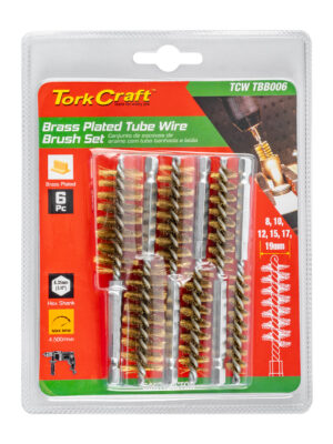 TCW20TBB006.jpg TUBE BRUSH 6PC SET BRASS WIRE 6,35MM HEX SHANK