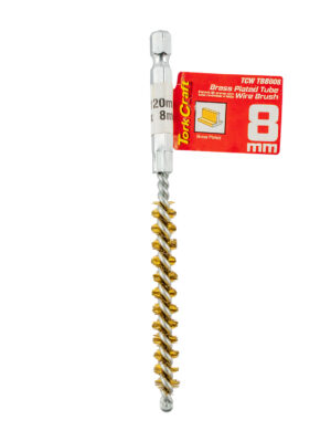 TCW20TBB008.jpg TUBE BRUSH 8MM X 120MM BRASS WIRE 6,35MM HEX SHANK