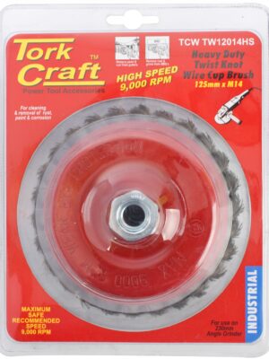 WIRE CUP BRUSH TWISTED 125MMXM14 HIGH SPEED 9000RPM BLISTER