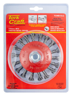 WIRE CUP BRUSH TWISTED BEVEL PLAIN 115MMXM14 BLISTER