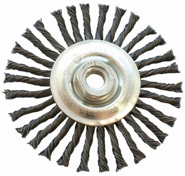 TCWS115-2.jpg WIRE WHEEL BRUSH SINGLE SECTION TWISTED STINGER 115MMXM14 BLISTER