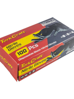NITRILE GLOVE L/DUTY LARGE BLACK 100PC T/BOX
