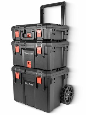 PLASTIC TOOL BOX STORAGE STATION 3 TIER WITH WHEELS
