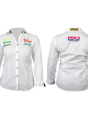 LADIES WHITE 3/4 SAGA BLOUSE 2X-LARGE