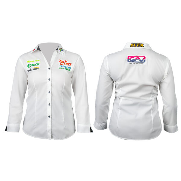 LADIES WHITE 3/4 SAGA BLOUSE 3X-LARGE