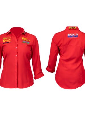 LADIES RED 3/4 GENEVA BLOUSE 3X-LARGE