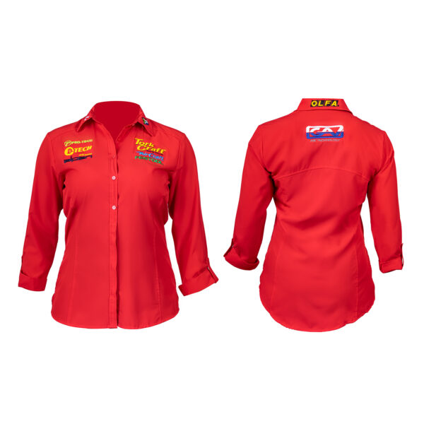LADIES RED 3/4 GENEVA BLOUSE 3X-LARGE