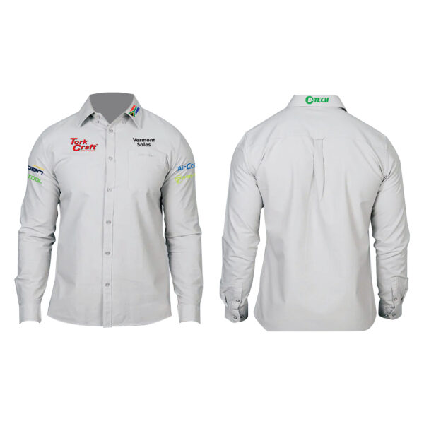 VERMONT LADIES COTTON LONG SLEEVE SHIRT GREY 2X-LARGE