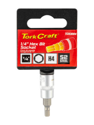 SOCKET BIT 1/4'DR HEX H4 S2 MATERIAL