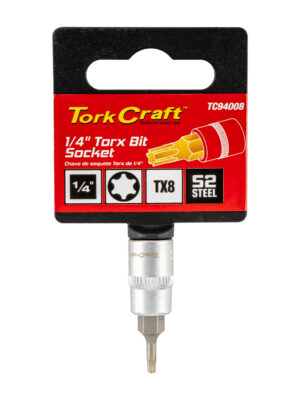 SOCKET BIT 1/4'DR TORX T8 S2 MATERIAL