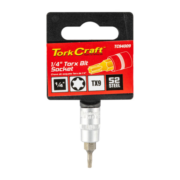 SOCKET BIT 1/4'DR TORX T9 S2 MATERIAL