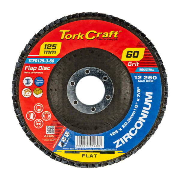 TCFD125-3-60.jpg FLAP DISC ZIRCONIUM 125MM 60 GRIT FLAT