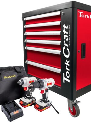 6 DRAWER ROLLER TOOL CABINET 184PC TC620050 C/W DRILL & IMPACT DRIVER