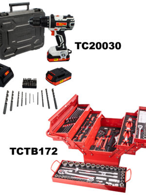 TORKIT062.jpg IMP DRILL DRIVER 20V 13MM & CANTILEVER TOOL BOX 172PC COMBO