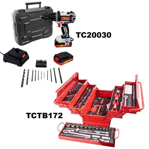 IMP DRILL DRIVER 20V 13MM & CANTILEVER TOOL BOX 172PC COMBO
