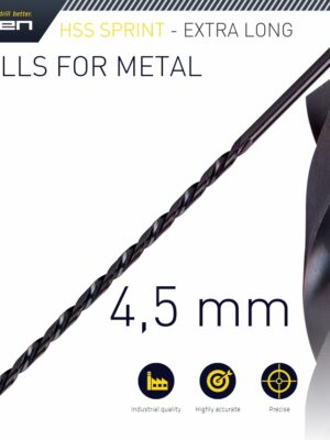 ALP101045.jpg Hss Drill Bit 4.5mm 185 X 125 Extra Long