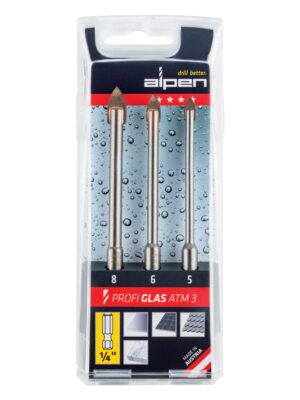 Alpen Profi Glass Drill Bit Set 3 Piece Hex Shank 5 6 8mm