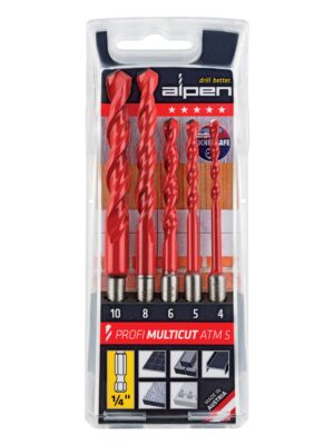 Multicut Drill Bit Set 5 Piece Hex Shank 4 5 6 8 10mm