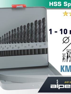 ALP20KM19.jpg Hss Sprint Drill Bit Set 19 Piece 1-10 X 0.5mm In Metal Case