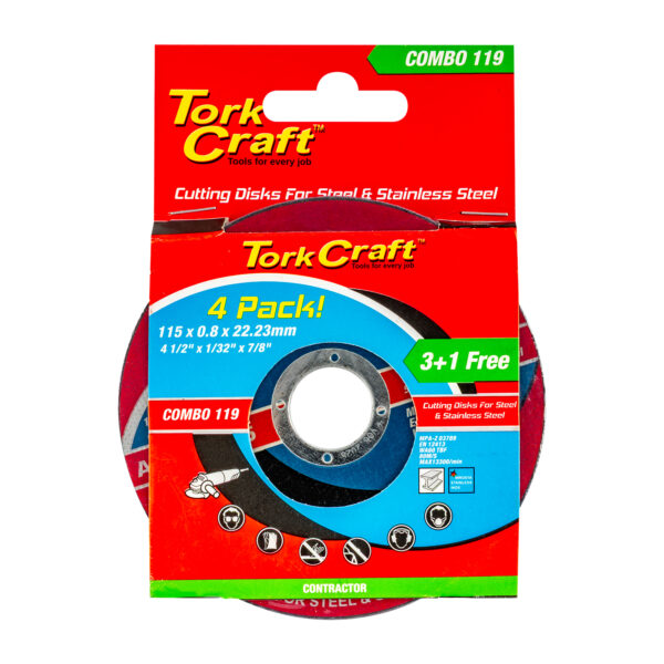 3+1 Free Cutting Disc Steel And Ss 115 X 0.8 X 22.22mm