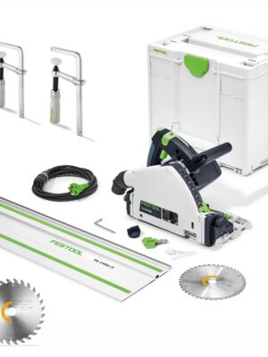 FESTKIT203.jpg Festool TS 55 FEBQ-Plus-FS 1200W Plunge-Cut Saw Kit with Guide Rail, Clamps & Extra Blade