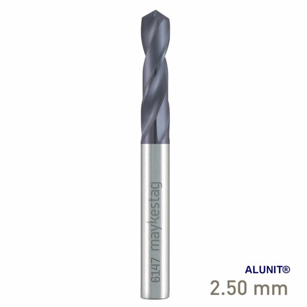 MAY61470025.jpg Maykestag Solid Carbide Stub Drill 2.5mm Short Series DIN 6539 ALUNIT