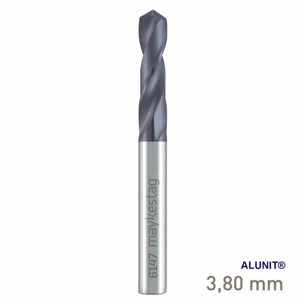 Maykestag Solid Carbide Stub Drill 3.8mm Short Series DIN 6539 ALUNIT