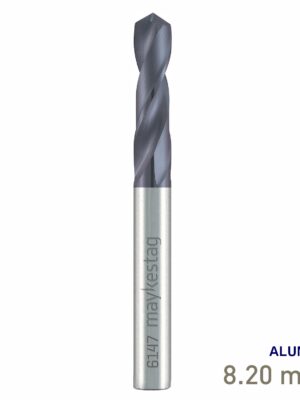 Maykestag Solid Carbide Stub Drill 8.2mm Short Series DIN 6539 ALUNIT
