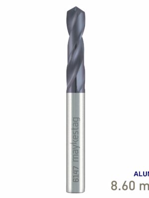 Maykestag Solid Carbide Stub Drill 8.6mm Short Series DIN 6539 ALUNIT