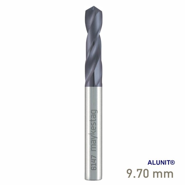 Maykestag Solid Carbide Stub Drill 9.7mm Short Series DIN 6539 ALUNIT