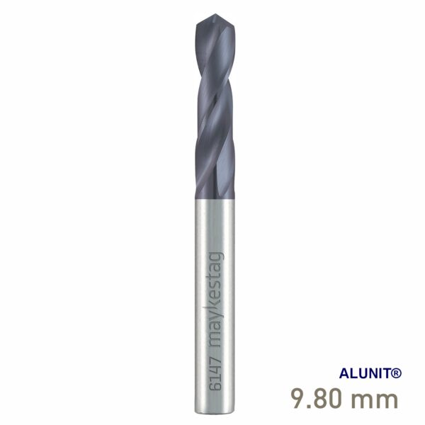 Maykestag Solid Carbide Stub Drill 9.8mm Short Series DIN 6539 ALUNIT