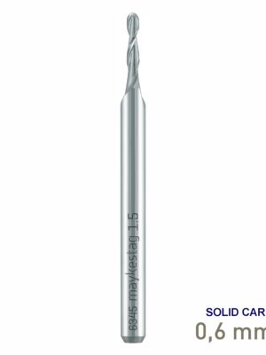 MAY6345000601.jpg Maykestag Solid Carbide Mini Ball Nose End Mill 0.60mm R0.30 Z2 Reinforced Shank