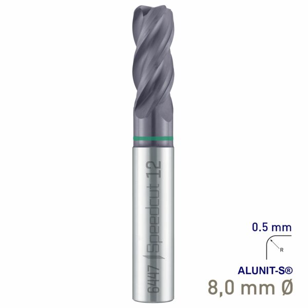 Maykestag Solid Carbide Corner Radius End Mill 8mm R0.5 Speedcut Universal ALUNIT-S