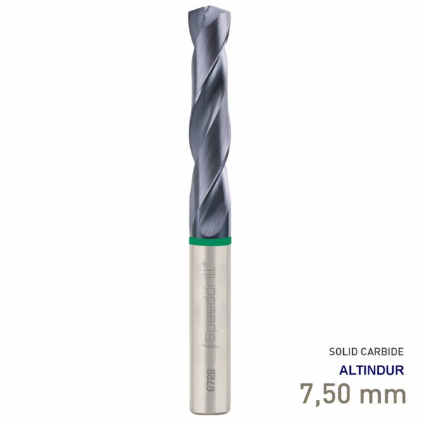 MAY67280075.jpg Maykestag Speeddrill+ Universal Solid Carbide Stub Drill ALTINDUR 7.50mm DIN 6537K 3xD