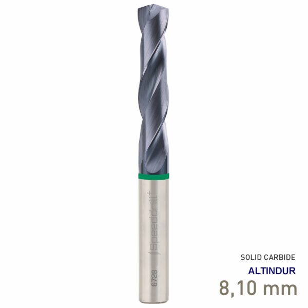 MAY67280081.jpg Maykestag Speeddrill+ Universal Solid Carbide Stub Drill ALTINDUR 8.10mm DIN 6537K 3xD