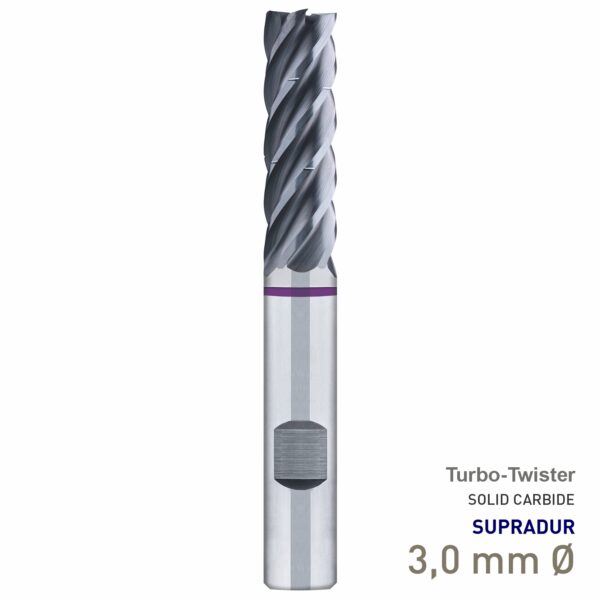 MAY80030030.jpg Maykestag Turbo-Twister Solid Carbide Trochoidal End Mill 3mm Long Series 5 Flute