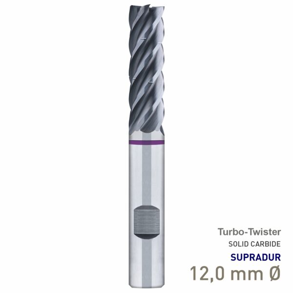 MAY80030120.jpg Maykestag Turbo-Twister Solid Carbide Trochoidal End Mill 12mm Long Series 5 Flute