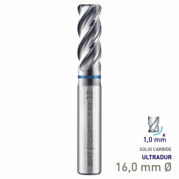 MAY864701610.jpg Maykestag Speedcut 4.0-Inox HPC Corner Radius End Mill 16mm R1.0 Long Series 4 Flute