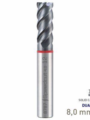 MAY87870080.jpg Maykestag Speedcut 4.0 Ultra Hard Steel 50-65 HRC DUALDUR HPC End Mill 8mm Long Series 4 Flute
