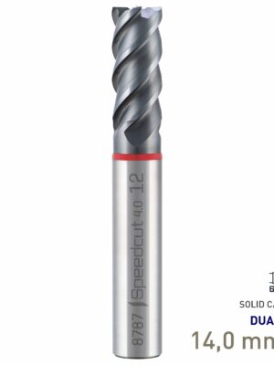 MAY87870140.jpg Maykestag Speedcut 4.0 Ultra Hard Steel 50-65 HRC DUALDUR HPC End Mill 14mm Long Series 4 Flute
