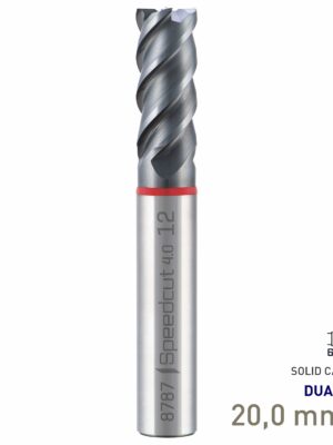 MAY87870200.jpg Maykestag Speedcut 4.0 Ultra Hard Steel 50-65 HRC DUALDUR HPC End Mill 20mm Long Series 4 Flute