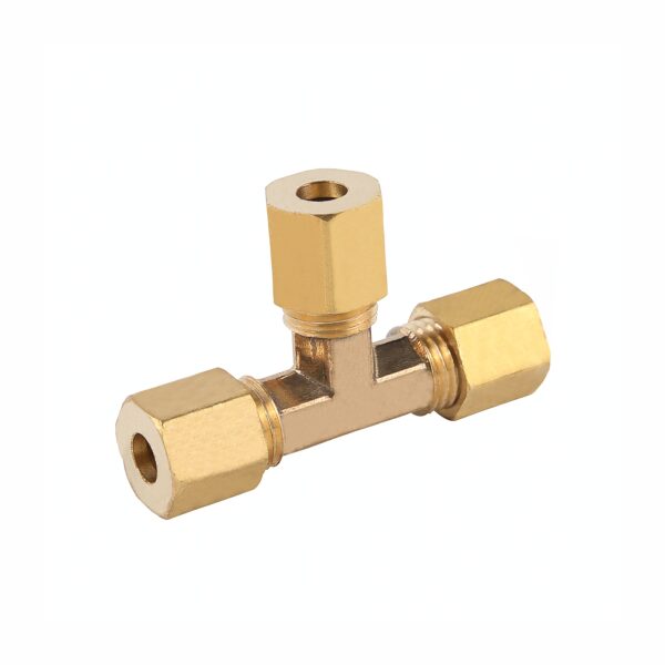 Red. Conical Tee Brass 1/4' X 1/4' X 3/8'