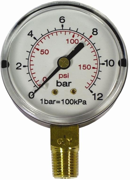Press. Gauge 63mm 1/4' Bot. Fit 0-16bar 0-1600kpa