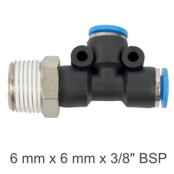 SG20APD06-03.jpg Pu Hose Fitting Tee 6mm X 6mm X 3/8'm
