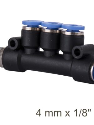 SG20APKD04-01.jpg Pu Hose Fitting Manifold 4 X 4mm Port X 1/8'm