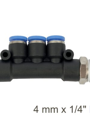 Pu Hose Fitting Manifold 4 X 4mm Port X 1/4'm