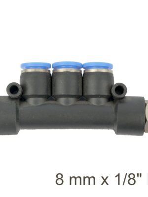 SG20APKD08-01.jpg Pu Hose Fitting Manifold 4 X 8mm Port X 1/8'm