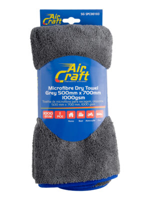 SG20SPC00103.jpg Microfibre Cloth Fleece Dry Towel Grey 500mm X 700mm 1000gsm