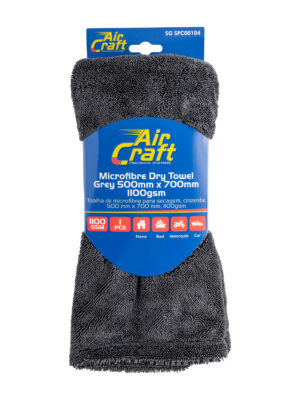 Microfibre Cloth Dry Towel Grey 500mm X 700mm 1100gsm