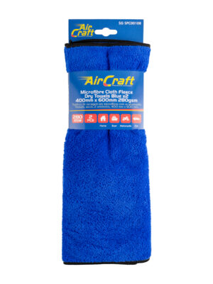 SG20SPC00108.jpg Microfibre Cloth Fleece Dry Towel Blue 400mm X 600mm 280gsm 2pc